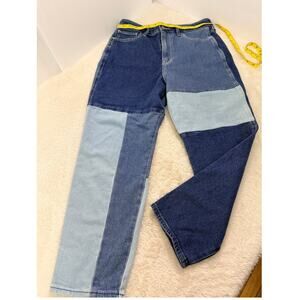 Hollister Ultra High Rise Mom Jeans Womens 7S W28 Patchwork Two Tone Straight